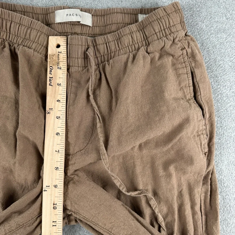PacSun Pants Men Small Brown Straight Linen Blend Drawstring 133SP256120 Casual